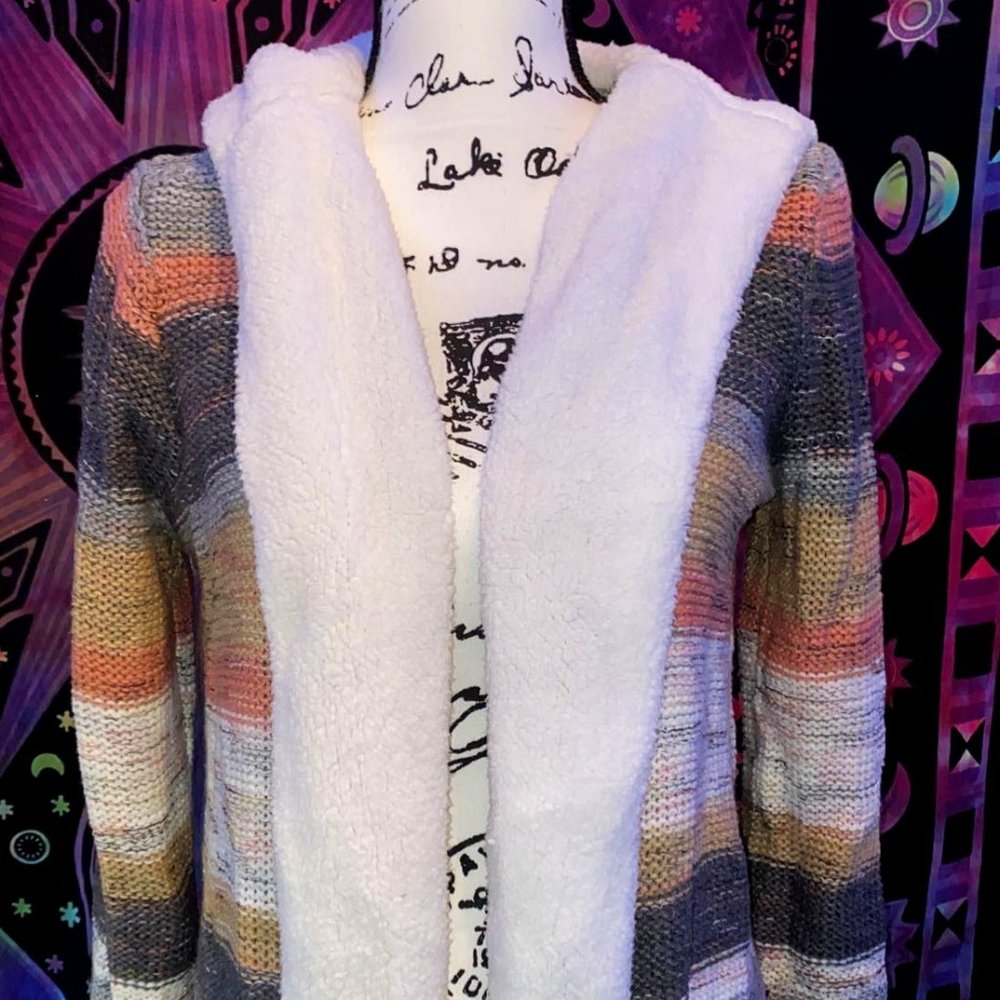 Hooded, Multi-colored, Sweater/Cardigan, Size M